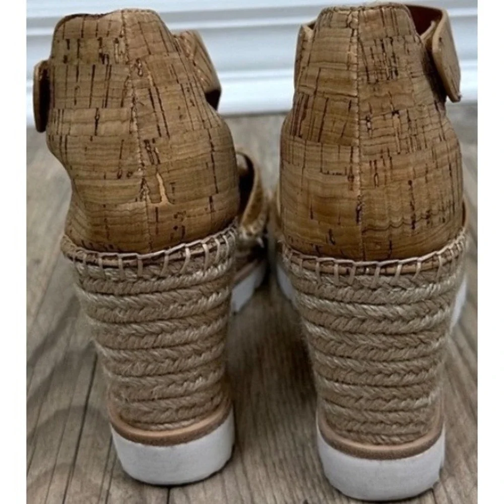 Gentle Souls Kenneth Cole Elyssa Easy T-Strap Cork Espadrille Wedge Sandals 5.5‎